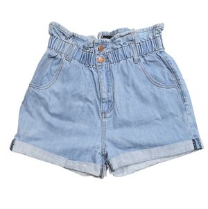 See Thru Soul Paperbag Waist Denim Cotton Jean Shorts Size 28 High Rise
